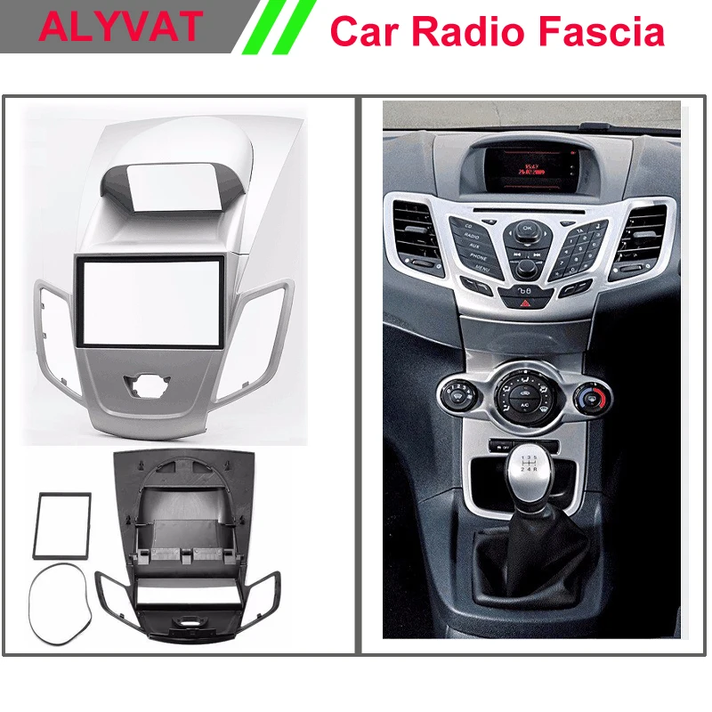 

Free Shipping Car CD DVD Radio mounting stereo install trim installation 2-DIN dash kit for FORD Fiesta 2008+ w/display (Silver)