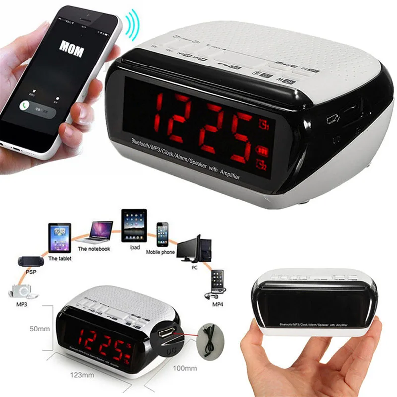 Buy Smart Wireless Bluetooth Music Player Stereo Speaker LED Dual Alarm Clock