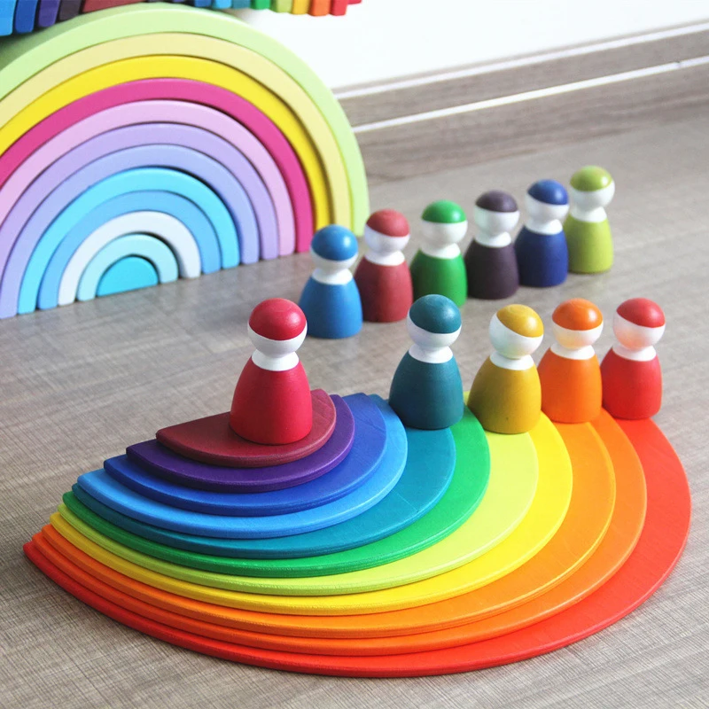 DDWE Nordic INS Rainbow building blocks Big version Colorful arched Blocks rainbow Children's baby Wooden Toys | Игрушки и хобби