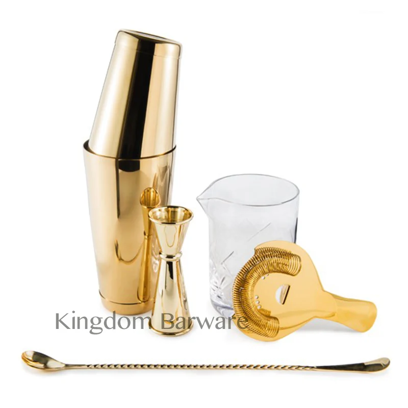 Gold Plated Bar Cocktail Shaker Boston Shaker Essential Cocktail Set
