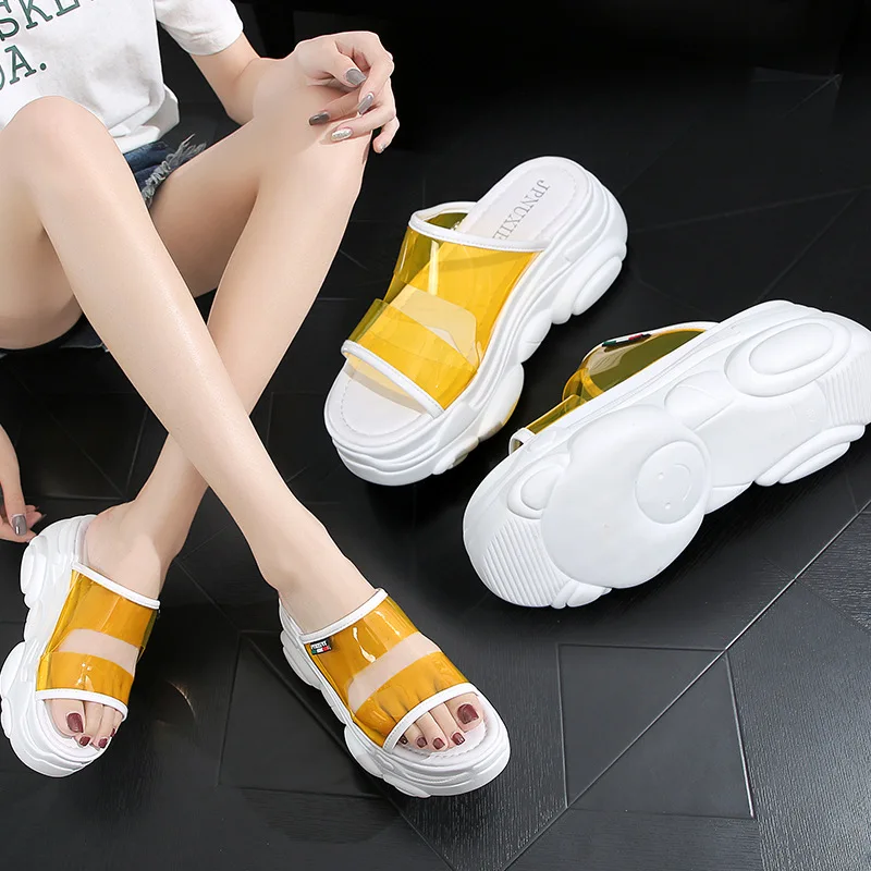 Jookrrix Women 2019 Fashion Wedges High 7.5cm Thick Sole Brand Comfortable Chunky Sandals Women Increased Platform Slides Jookrrix Women 2019 Fashion Wedges High 7.5cm Thick Sole Brand Comfortable Chunky Sandals Women Increased Platform Slides
