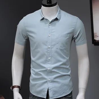 

In the summer of 2019 the new men's shirts men's casual cotton Oxford shirt with short sleeves