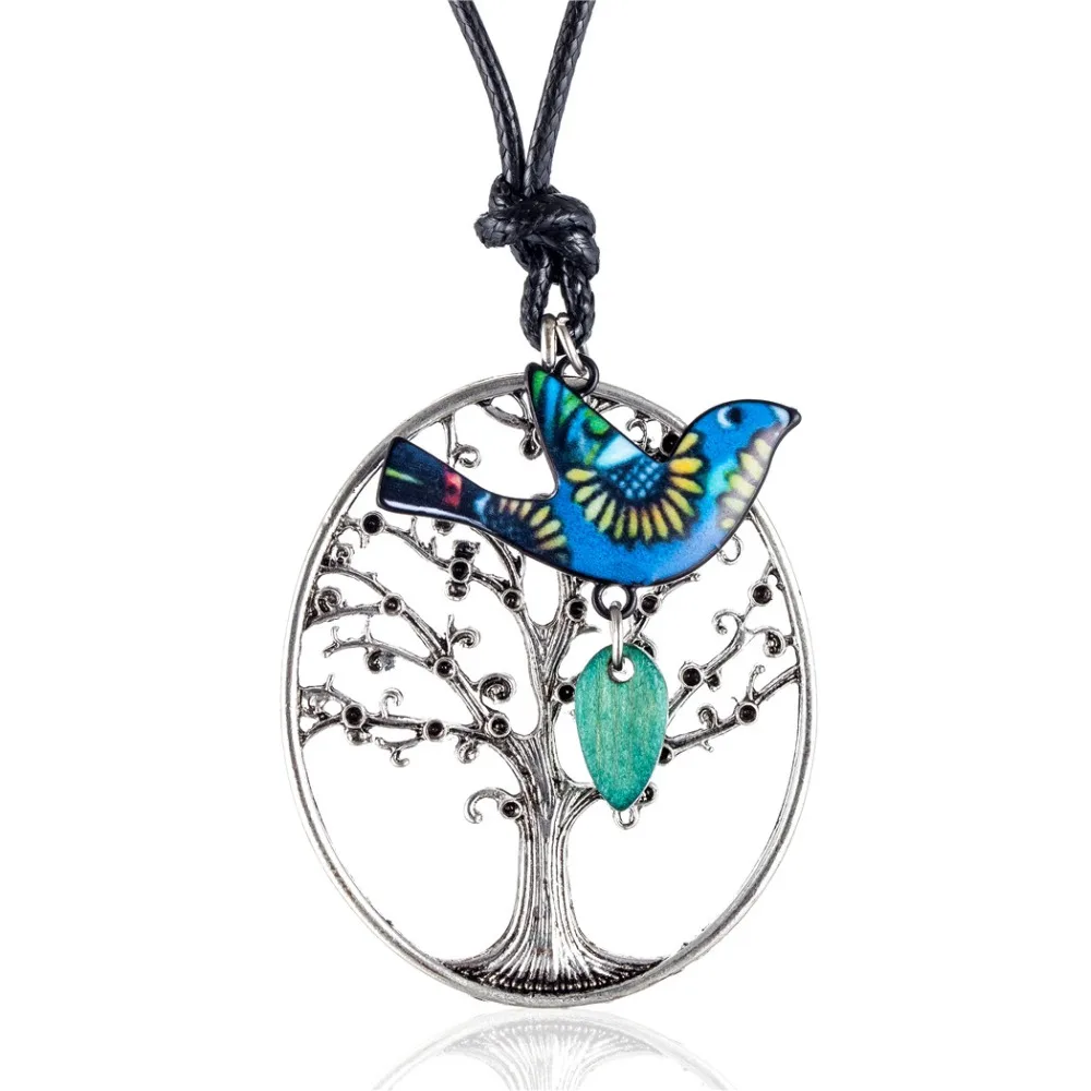 

2018 Women Jewelry Long Necklaces Vintage Statement necklaces Tree and Bird Pendant collares mujer choker kolye bijoux femme