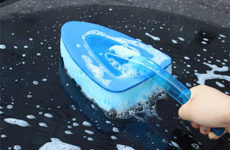 

1 Piece Car Wash Triangular Sponge Long Handle Brush Car Wash Tools Paint Protection Large Absorbent Sponge