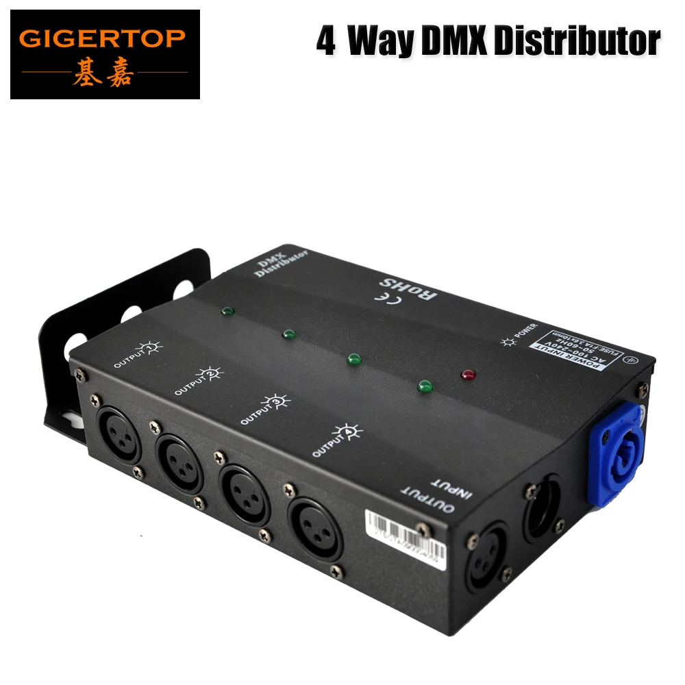 Multiple Installation Methods 4 Channels DMX DistributorWide Input Power Supply for All Stage Light3Pins or 5Pins to Choose Multiple Installation Methods 4 Channels DMX DistributorWide Input Power Supply for All Stage Light3Pins or 5Pins to Choose