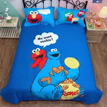 

New Blue bedding sets quilt cover Cartoon Pure cotton Bed Sheet Twin Queen King Size kids boys Duvet Cover Set cute bedclothes
