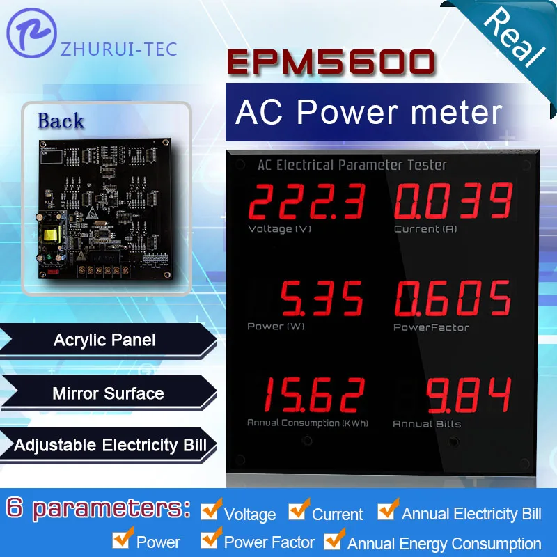

EPM5600 digital panel power meter single phase display 6 parameters for led demo case