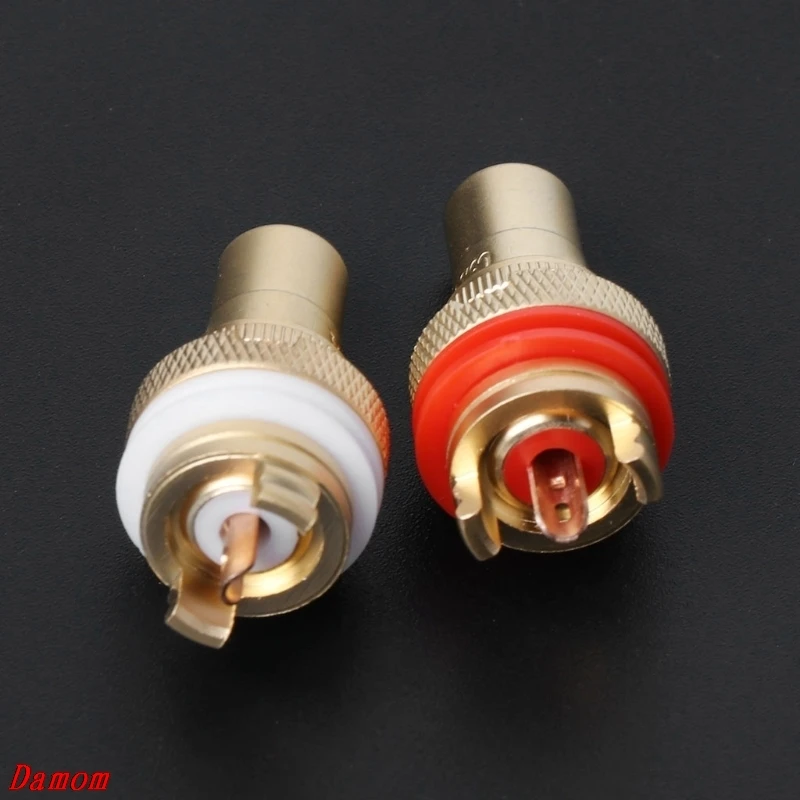 2 шт. медный RCA гнездовой разъем Lotus Audio Socket усилитель Damom|Соединители| |