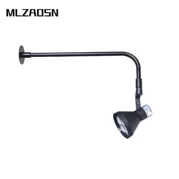 

MLZAOSN Hight Bright 12W 24W Spotlight Flat Side Shooting Lamp For Painting Exhibition Clothing Shop Long Arm Curved Wall Set