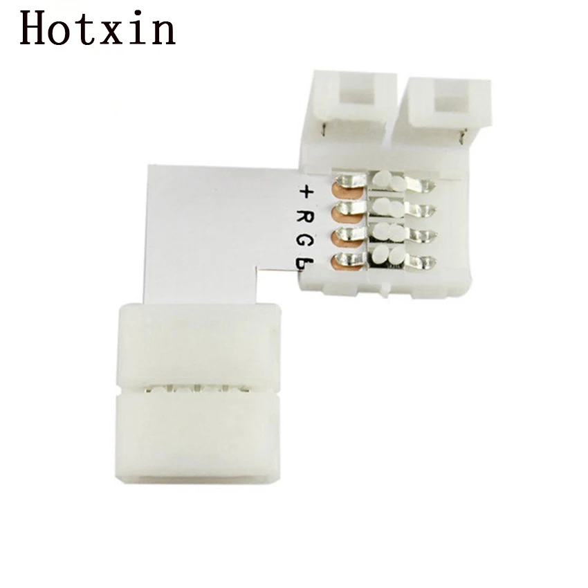 

RGB LED Strip Connector 4pin 10mm L Shape Free Welding Quick Splitter Right Angle Corner Connector For RGB LED Strip