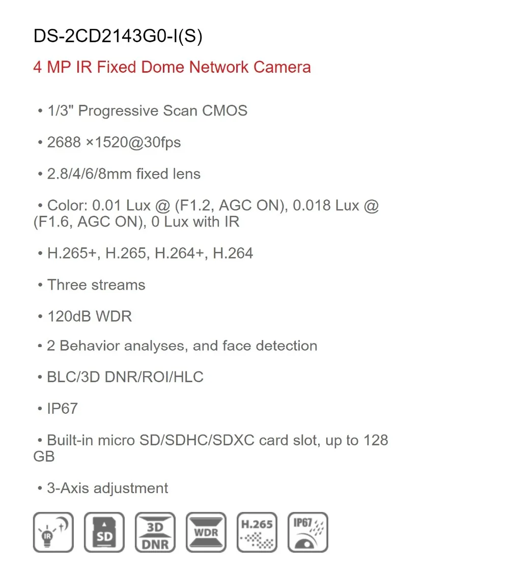 Hikvision DS-2CD2143G0-I 4MP IP, мини-купольная сетевая камера видеонаблюдения, P2P ip-камера POE ночная версия замена DS-2CD2142FWD-I