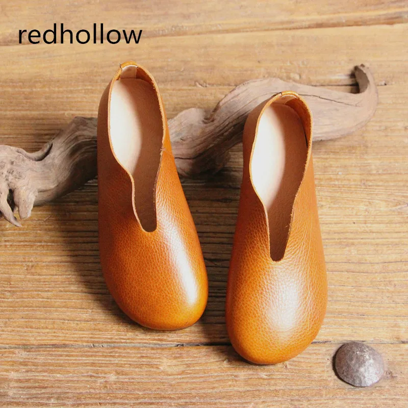 

Spring Women Flat Shoes Genuine Leather Ladies Slip on Loafers Casual Shoes for Women Ladies Round Toe Soft Flats Vintage Shoes