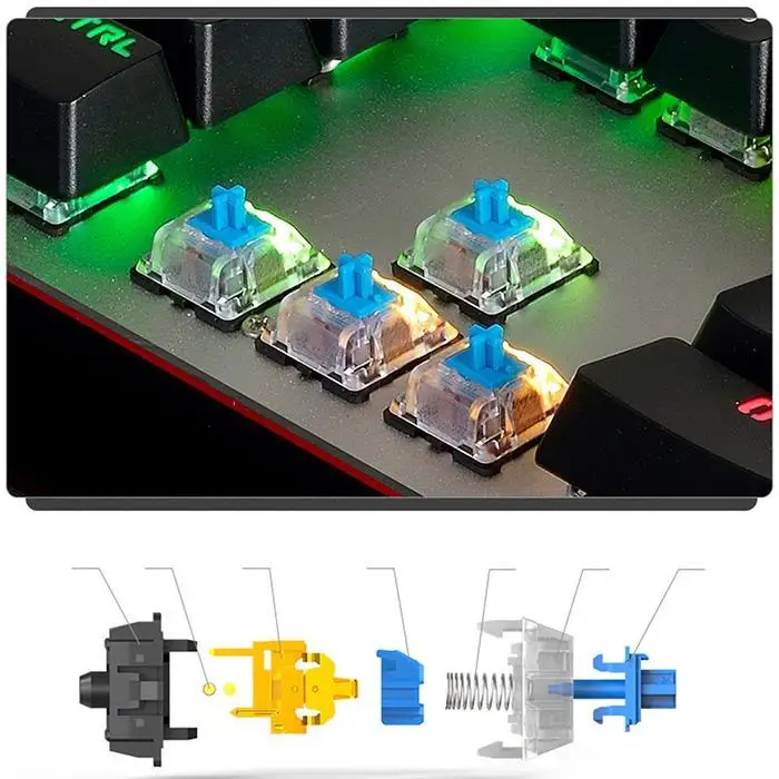 USB Проводная Механическая клавиатура светодиодный черный ось, зеленая ось оптическая игровая мышь 104 клавиш