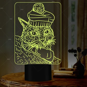 

creative cute Cat design 3D night light 7 changing colors for bedroom sleep lighting feeding baby night lamp special gift