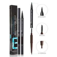 Двойной конец Водостойкий карандаш для бровей Макияж ЦВЕТ ПИГМЕНТЫ коричневый черный Ручка бровей с кисть, косметические инструменты