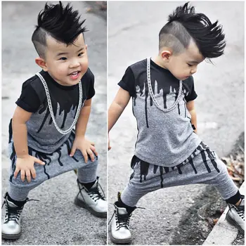 2pcs Newborn Toddler Infant Kids Baby Boy Clothes T-shirt Tops Short Sleeve + Pants Long Fashion Outfits Set Kids Boy 0-4Y 1