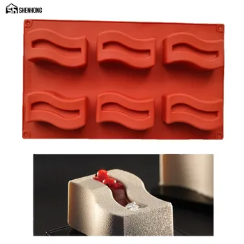

SHENHONG Bend the Rectangle 3D Cake Mousse Mold Silicone Chocolate Mould Art Pan Bakeware Dessert Moule Baking Pastry