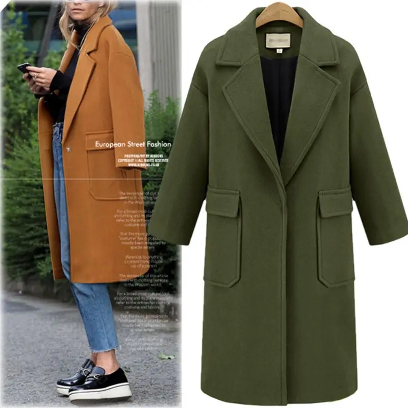 Manteau Green Style 2018 army D'hiver Mince camel Chameau Femelle Mélanges Dark Pardessus Europe Taille Femmes La Plus Blue Qmgood Long Vêtements Laine wqERYwd