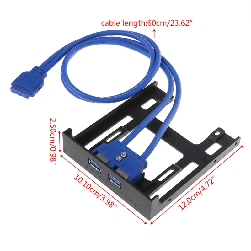 

20 Pin 3.5" Floppy Bay Front Panel 2 Ports USB 3.0 Expansion Adapter Connector Drop Shipping Support