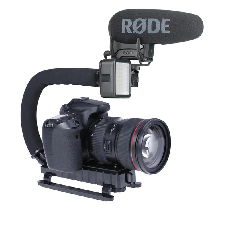 

Camera Stabilizer Hand Grip Rig 3 Shoe Mount Video Handheld Holder Vlog U Shape Bracket for Action Camera DSLR Phone Nikon Canon