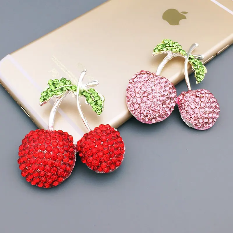2 Шт. Bling Горный Хрусталь Вишня Комплект DIY Сотовый Телефон Дело Украшения