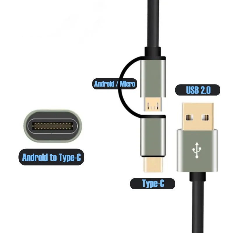 كابل بيانات usb 2.0 عالية السرعة تهمة سريع ، 2 في 1 الروبوت مايكرو و نوع-c واجهة شحن كابل لسامسونج المحمول mp3 كاميرا