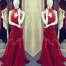 Größe Verfügbar Spitze Appliques abendkleid tüll bodenlangen abendkleid 2017 high neck mermaid abendkleid vestido de festa
