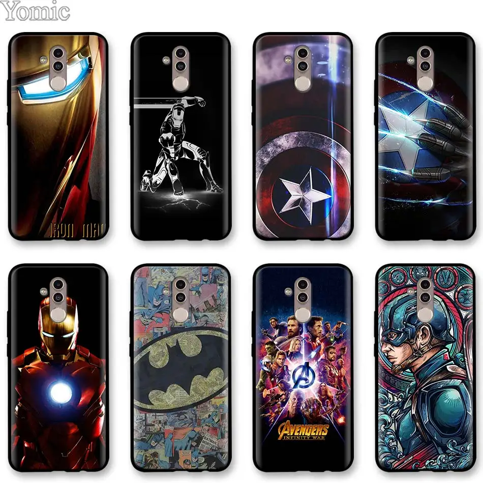 

Ironman Marvel Avengers superheroes Black Soft Case for Huawei Mate 10 20 Lite P20 P30 Pro P30 Lite Honor Y7 Y9 2019 Case Cover