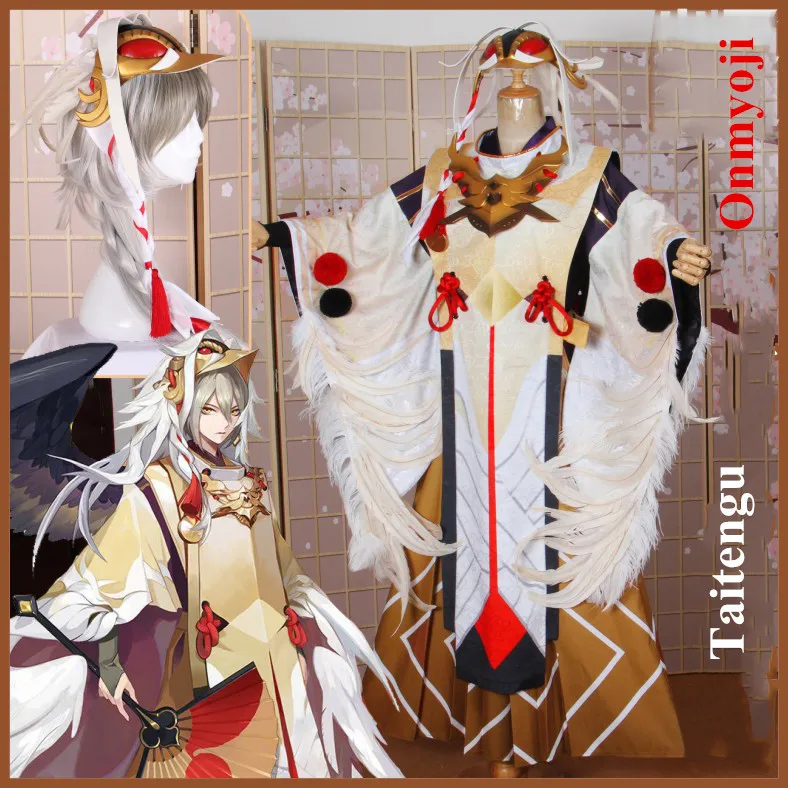 

Anime!Onmyoji Taitengu Skin Cloud flying feather Kimono Uniform Cosplay Costume For Men Custom-made Size 2018 New Free Shipping
