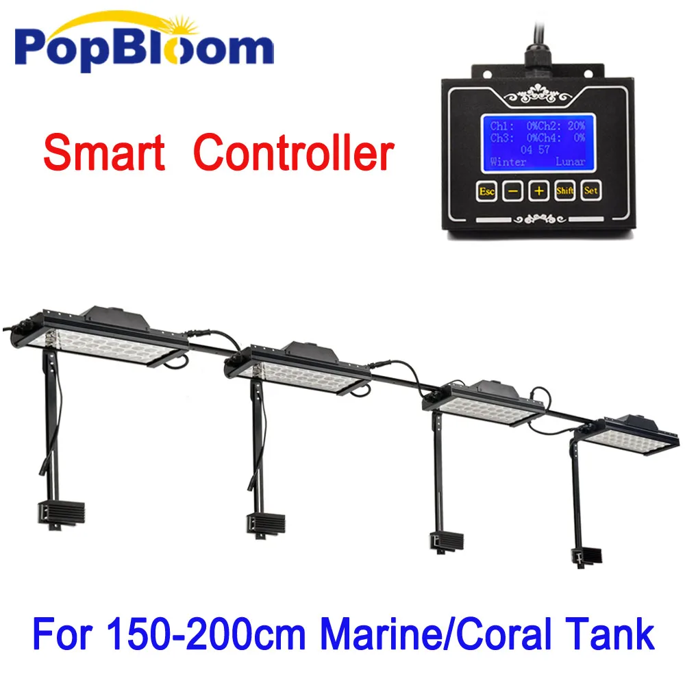 

4PCS Full Spectrum Dimmable LED Aquarium Lighting For 180cm Planted Fish Tank Arm Kit Control Sunrise Sunset MH3BP4