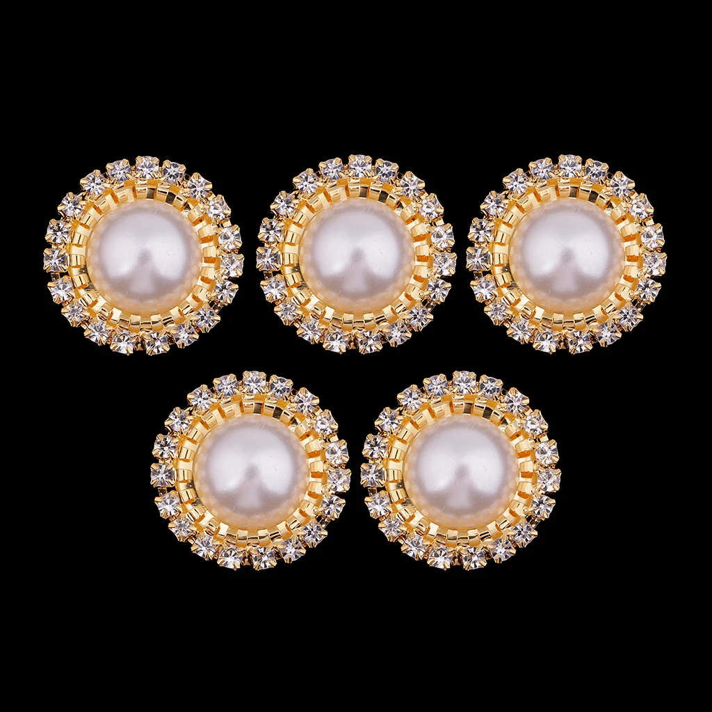 5/10 Pieces Rhinestone Pearl Button Flatback Cabochon Charms Jewelry Making Accessories for Wedding Party Decoration