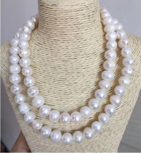

huge 35" 14-12 MM SOUTH SEA NATURAL White PEARL NECKLACE 14k/20 gold