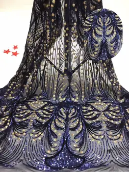 

Cyndi-7.4710 Hot selling african sequins lace fabric tessel fringel embroidered tulle mesh lace fabric