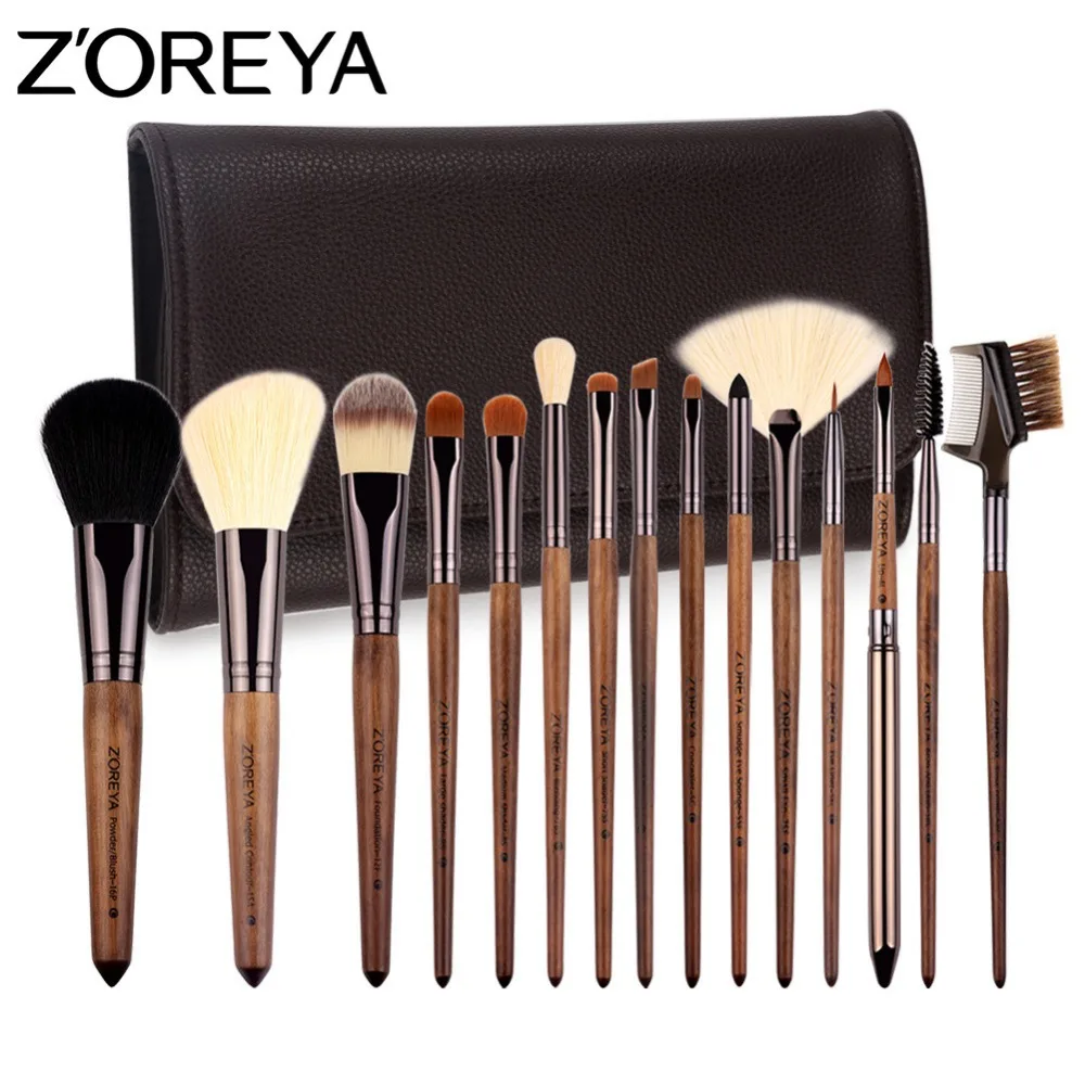 ZOREYA Brand Make Up Brushes 15pcs Professional Cosmetics brush With PU
