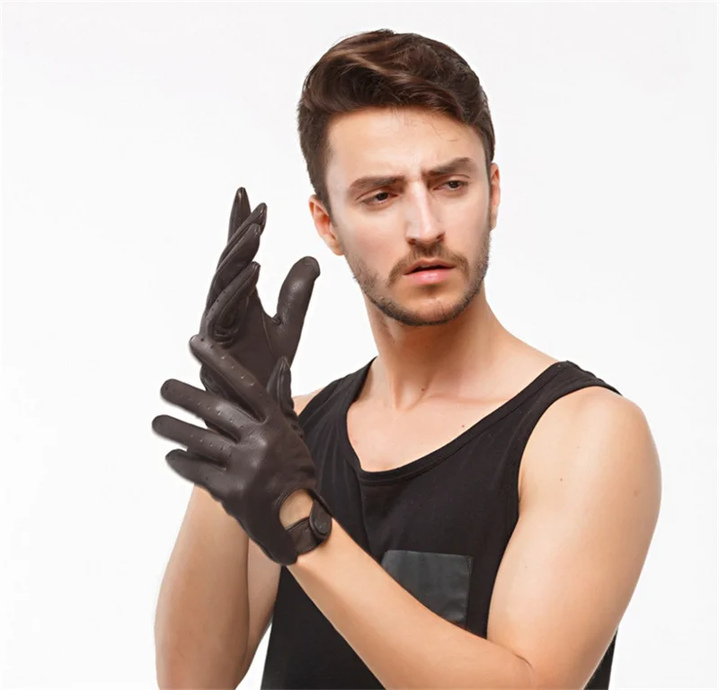 Мужские перчатки высокого качества из натуральной кожи, все сезоны, перчатки из оленьей кожи, DC021-5 для вождения и уличных танцев