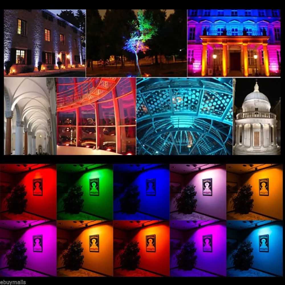 1pcs Reflector Led RGB Floodlights  DC/AC12V 10W  Flood Lighting IP65 Outdoor Spotlights+ Remote Controller Spot Garden solar flood lights