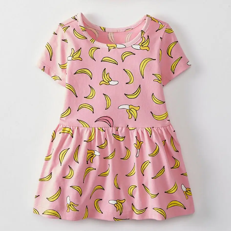 6ps/lot Girls Clothes Dresses Kids dress Short sleeve banana Girls