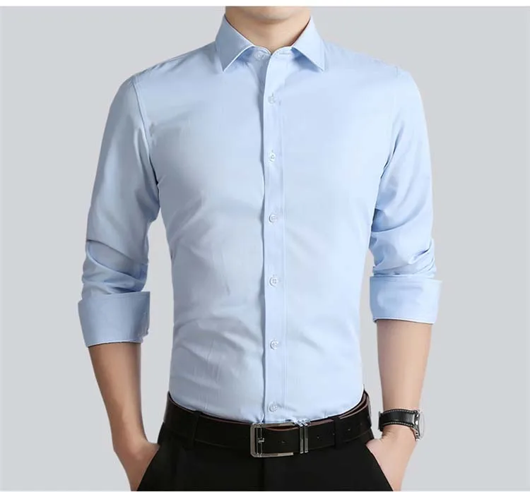 Custom made 100% cotton men's shirts Formal Shirt sky blue Men Long ...