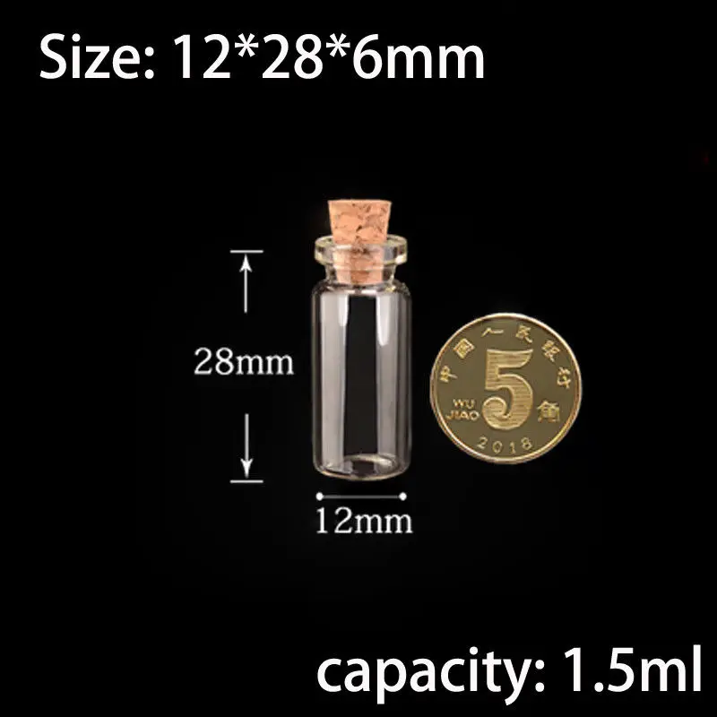 10 шт. 0,5 мл/1 мл/2 мл/5 мл Бутылочка стеклянные банки Декор DIY прозрачные контейнеры мини массажные Флаконы украшения пробковая пробка каменные горшки - Цвет: 1.5ml