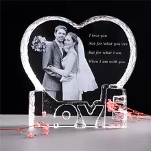 Пользовательские фото в форме сердца Хрустальная фоторамка персонализированный фотоальбом дизайн ваше собственное украшение с фотографией подарок на день Святого Валентина