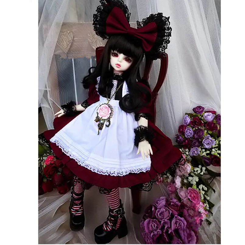 Новая кукла 1/4 SD BJD одежда включает платье головной убор и чулки Платья для кукол