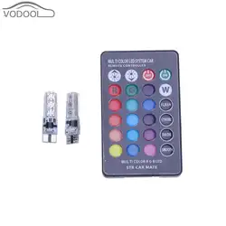 2 шт. T10 5050 6smd RGB свет автомобиля Авто Цвет изменить Ширина купола флэш Strobe силиконовые лампа с удаленным Управление