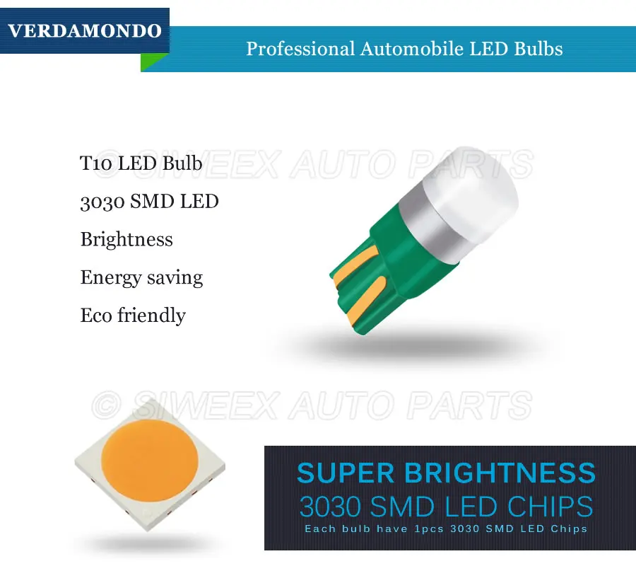 Новинка светодиодная алюминиевая лампа T10 W5W 3030 1smd светильник верхняя линза белый