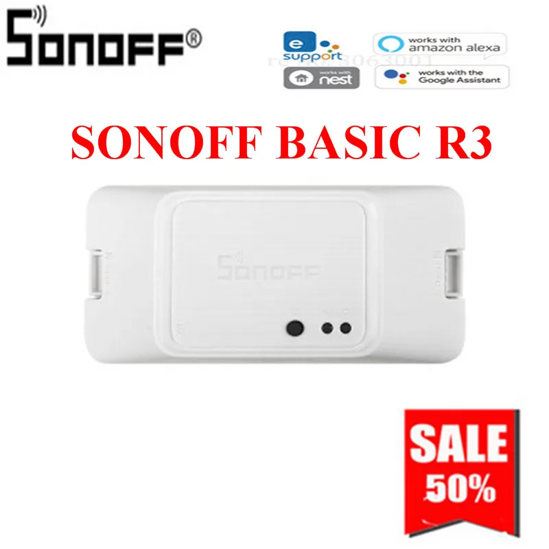 

SONOFF BASIC R3 Smart ON/OFF WiFi Switch, Light Timer Support APP/LAN/Voice Remote Control DIY Mode Works With Alexa Google Home