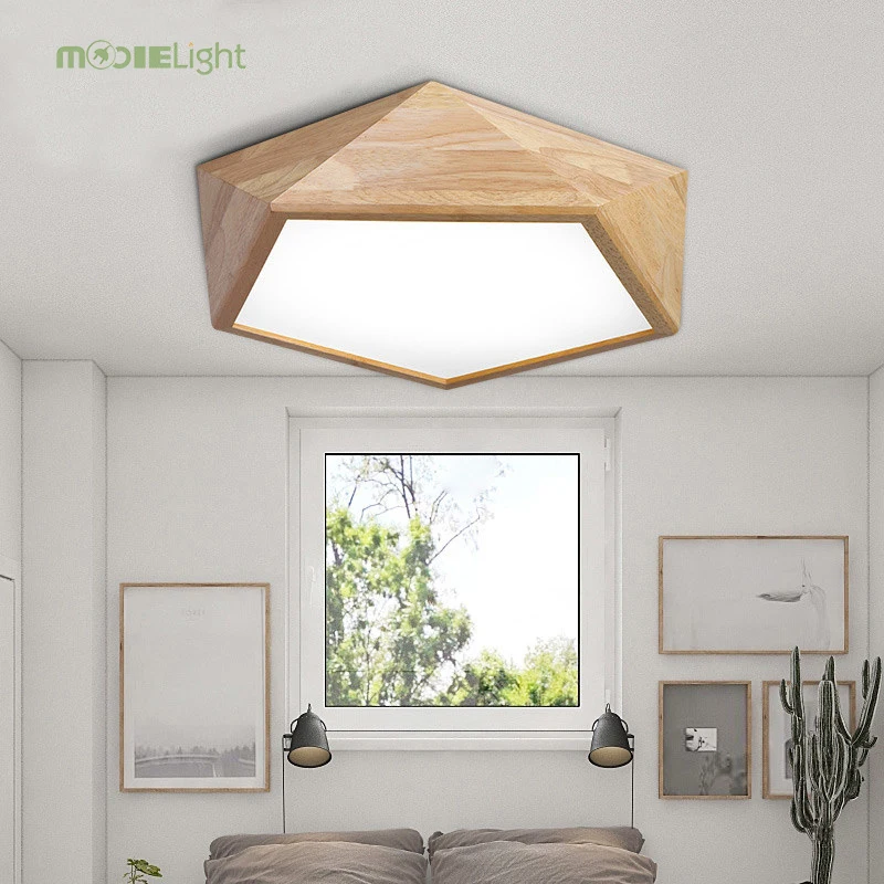 Mooielight Creative Wood Geometric LED Ceiling Lamps modern living room bedroom aisle ceiling light, Indoor Lighting Fixture