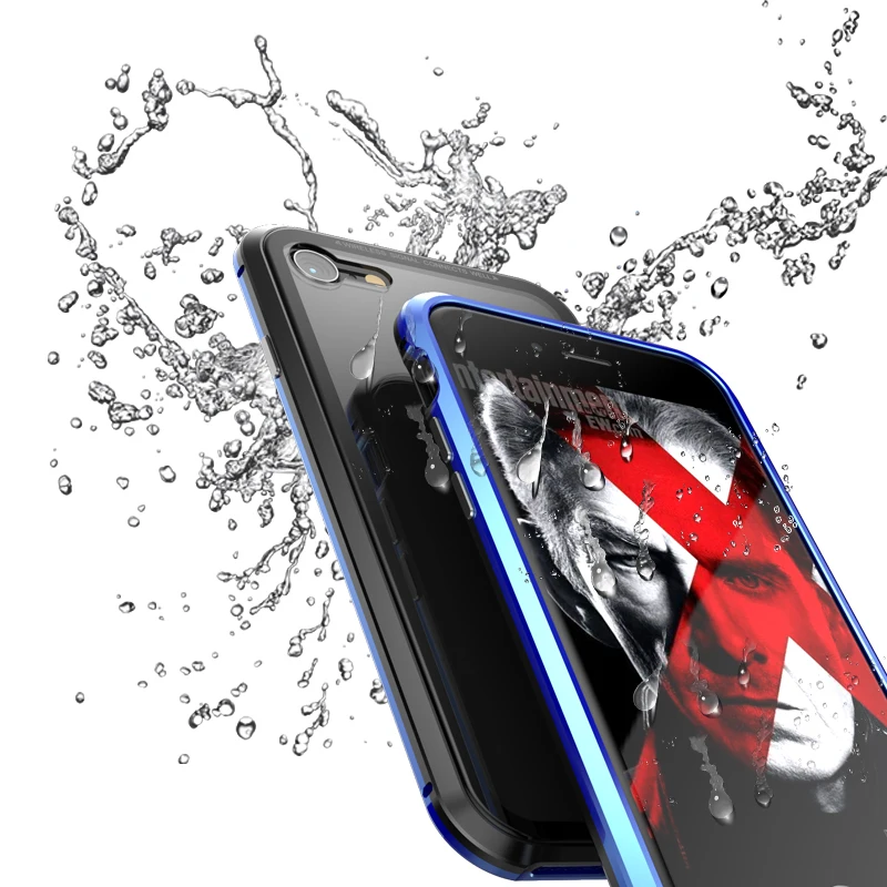 Magnetic Adsorption Case For Iphone X 8 7 Plus Clear Tempered Glass + Built-in Magnet Case For Iphone 10 Metal Ultra Cover Back  (8)