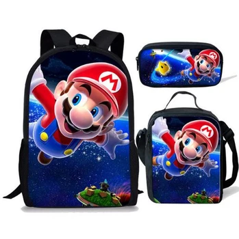 

Super Mario Bros Set Backpack Mochila Bagpack Children Schoolbag Travel Laptop Boy Girl Large Book Back To School