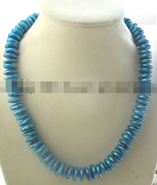 

free shipping 08149 freshwater pearl deep blue roundel necklace