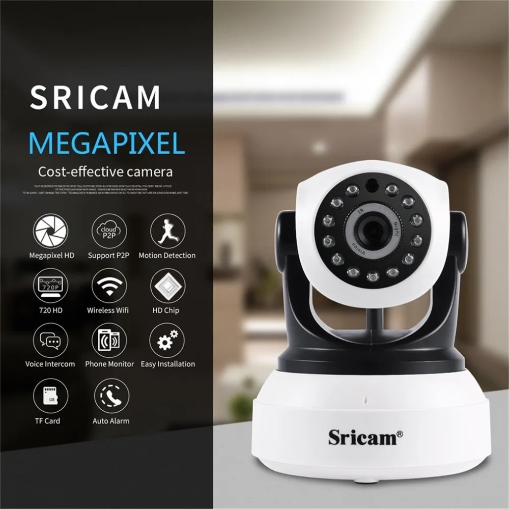 

Sricam SP017 720P IP Camera Wireless Home Security Camera Onvif P2P Phone Remote 1.0MP Wireless Video Surveillance Camera CCTV