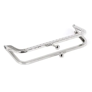 

Fashion DIY Silver Tone Clutch Rectangle Frame Kiss Clasps Coin Purse Bag Handbag Handle Making 12.8x6.5cm